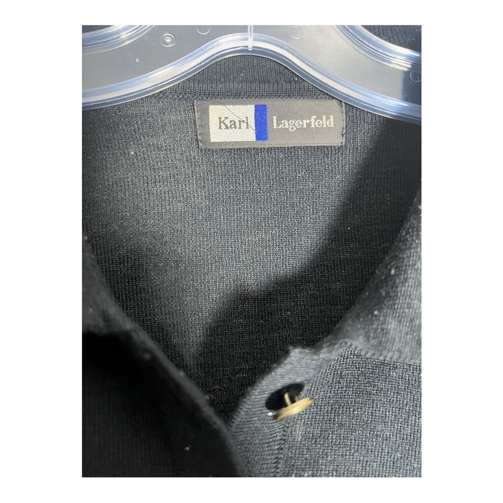 Karl Lagerfeld Black Polo with Blue Detail -Elevated Casual Wear - Size M - Picture 4 of 4